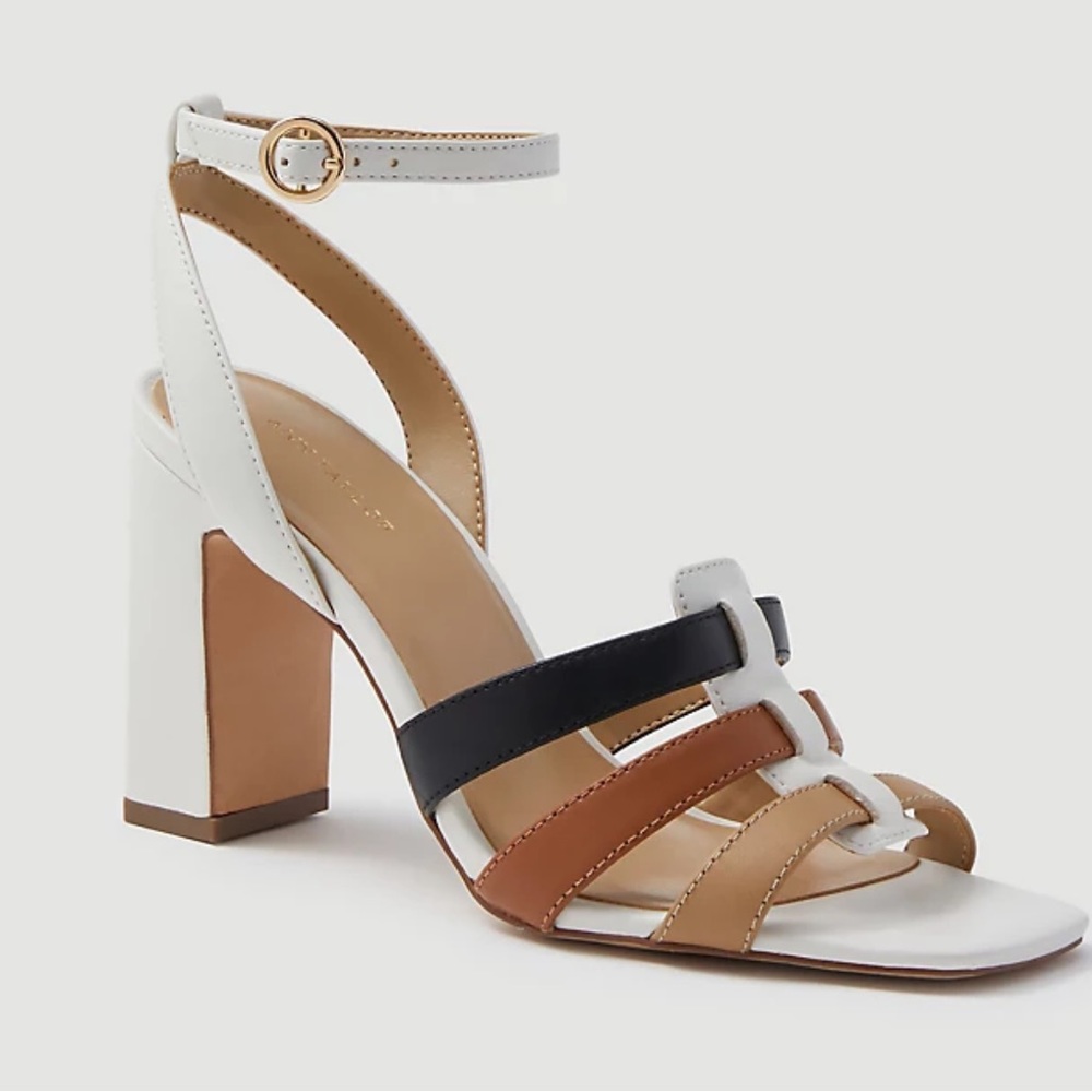 Ann Taylor Annetta Leather Huarache Heeled Sandals | 7.5 | NWOT